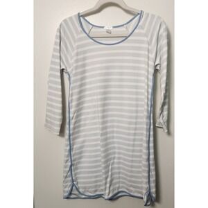 Lake Women's Nightshirt Blue White Stripe 100% Pima Cotton Small Pajamas Leisure